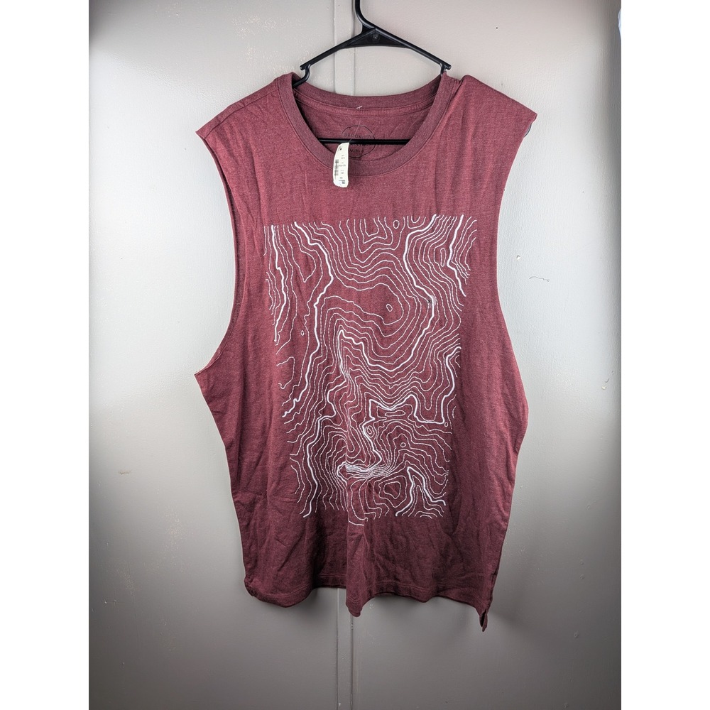 Brooklyn Calling NYC Mens XL Muscle Tank Top Embroidered Topographic Map Red